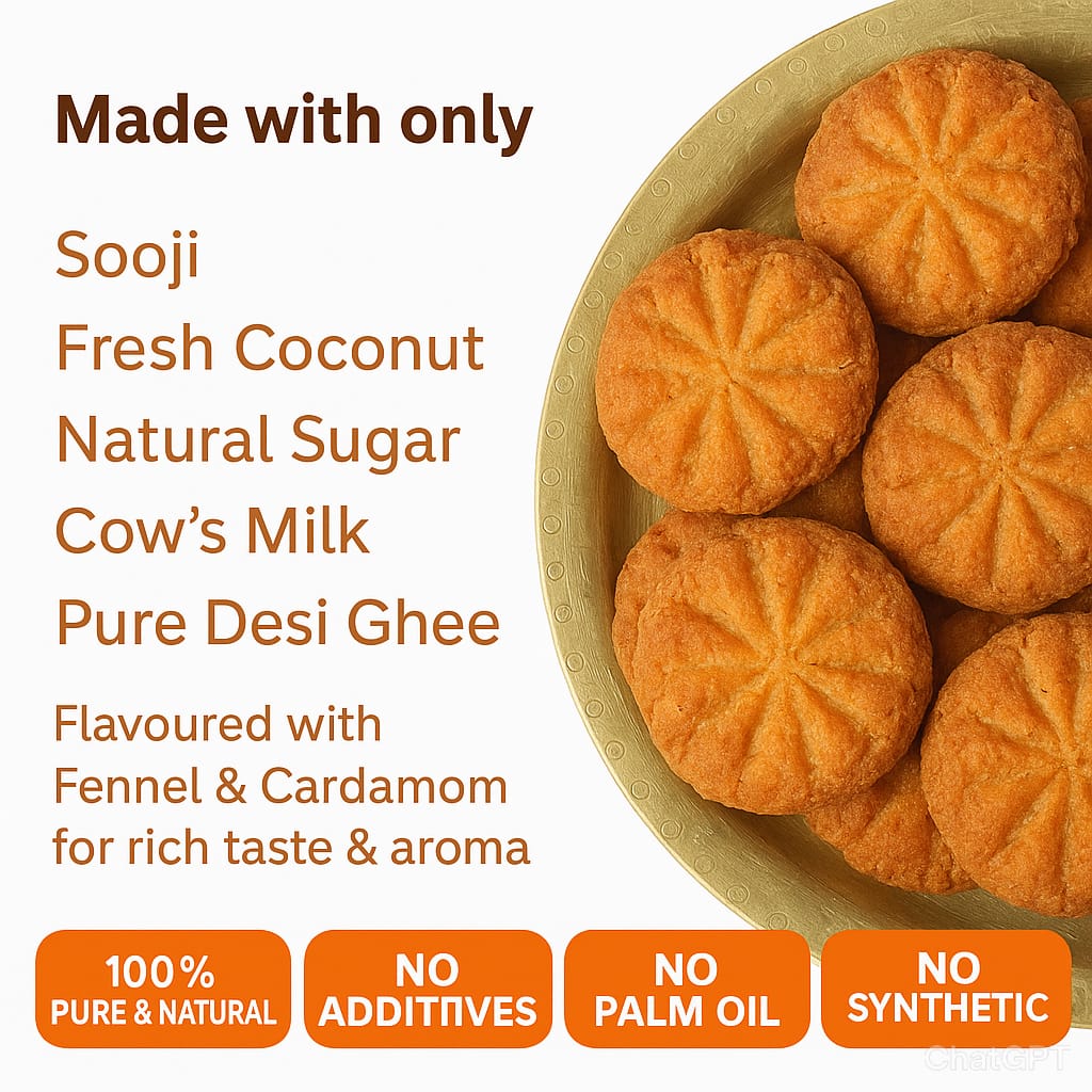 Sooji & Coconut Thekua with Desi Ghee β 400g Pack